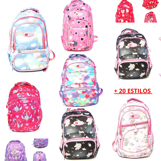 Morral escolar Niña  + 20 REFERENCIAS